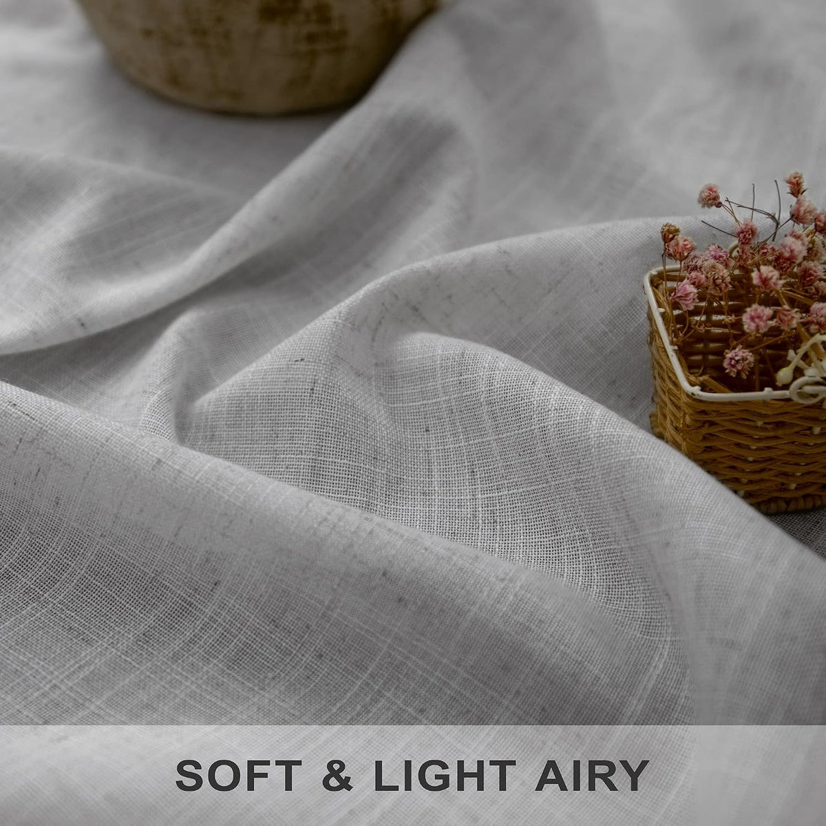 Pitalk grey linen curtains textured fabric close up