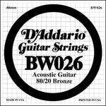 D'Addario BW052 Bronze Wound Acoustic Guitar Single String, .052 - Image 14