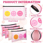 Hillban cosmetic pouches showing leopard and smiley patterns