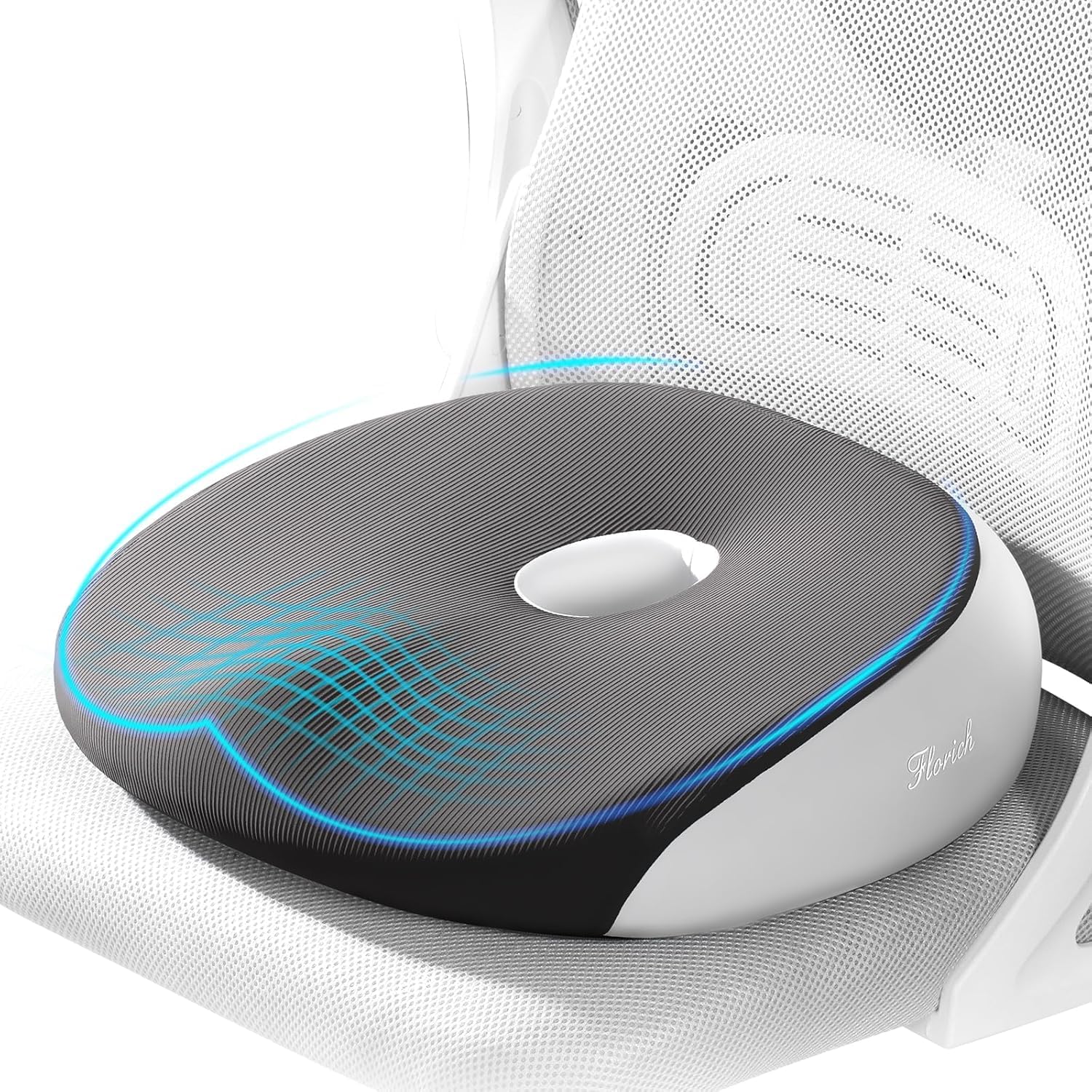 FLORICH ergonomic memory foam car seat cushion front view for sciatica pain relief