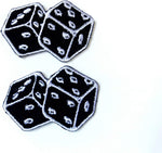 Tyga_Thai mini dice black embroidered patch front view clothing accessory