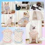 Side view of pet tee showing stretchy fabric and ruffles