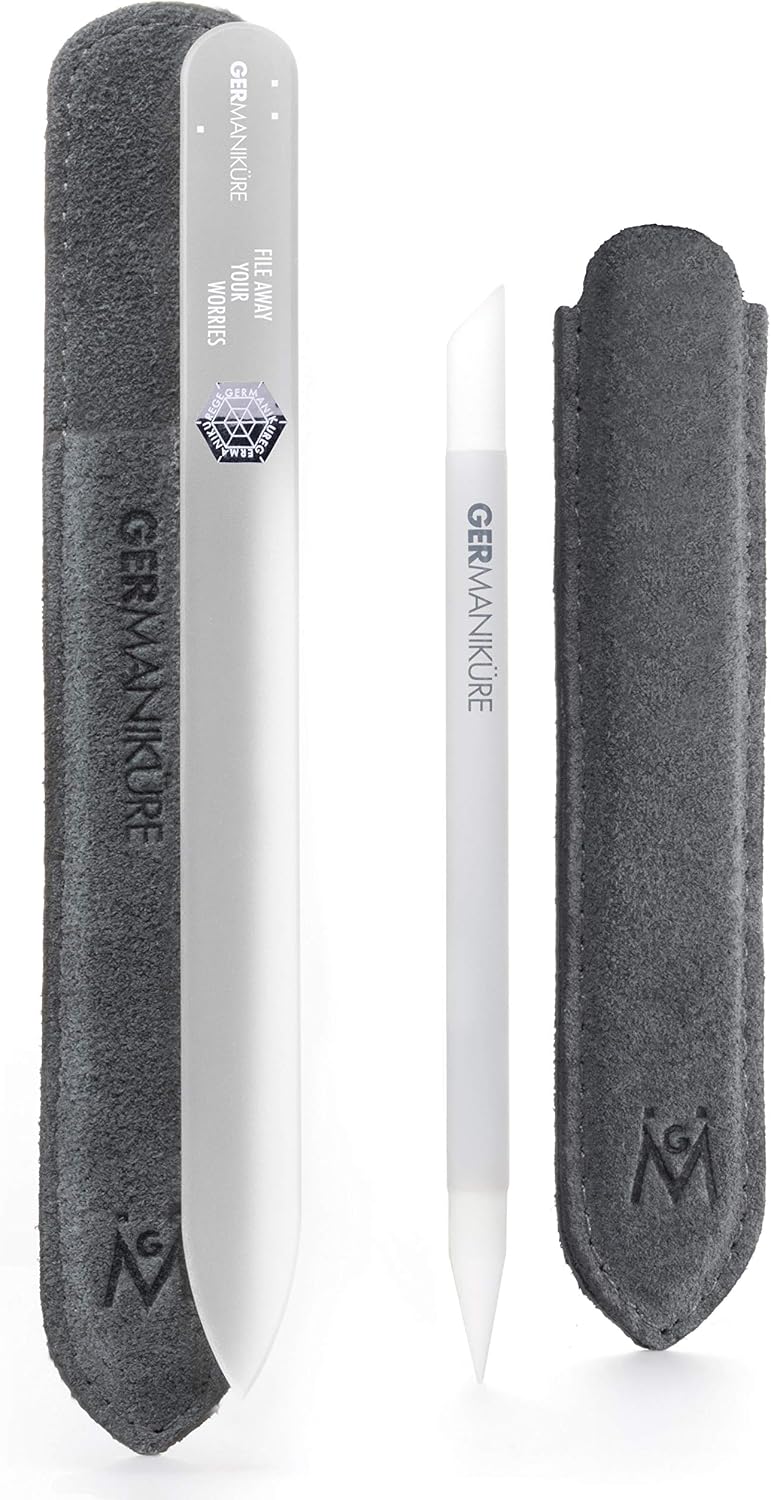 GERmanikure crystal glass nail file set packaged in protective case
