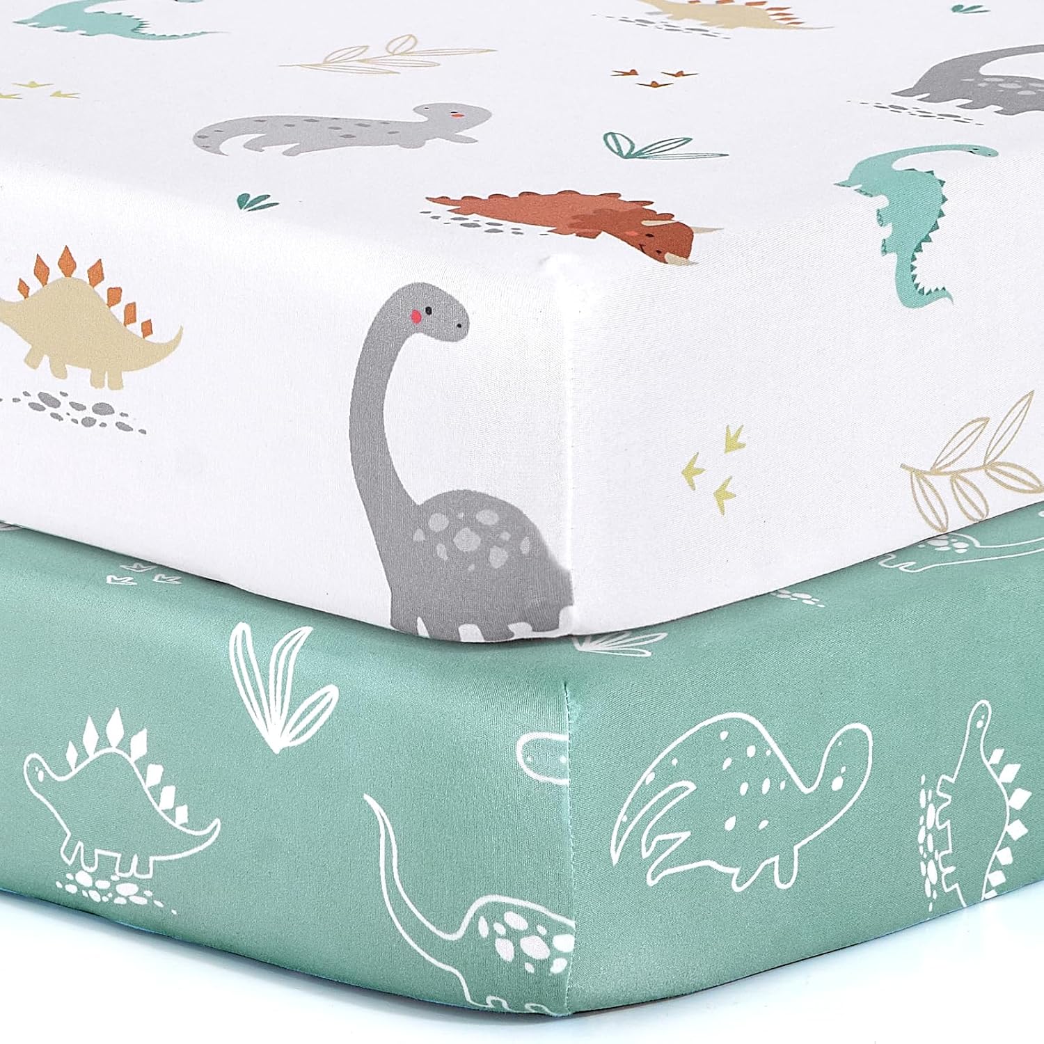 Brolex 2 Pack dinosaur print pack n play sheets front view