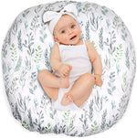 DILIMI newborn lounger cover front view showing green leaf pattern