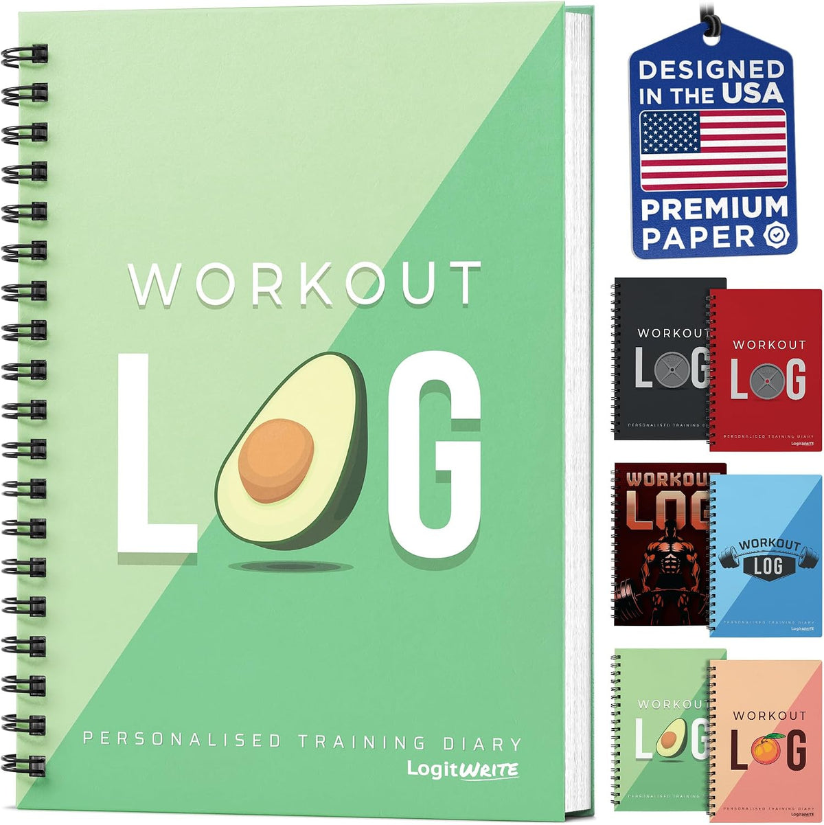 Workout Log Gym training diary lifestyle shot inside gym bag