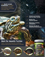 Imported USA authentic turtle food for picky eaters close up view