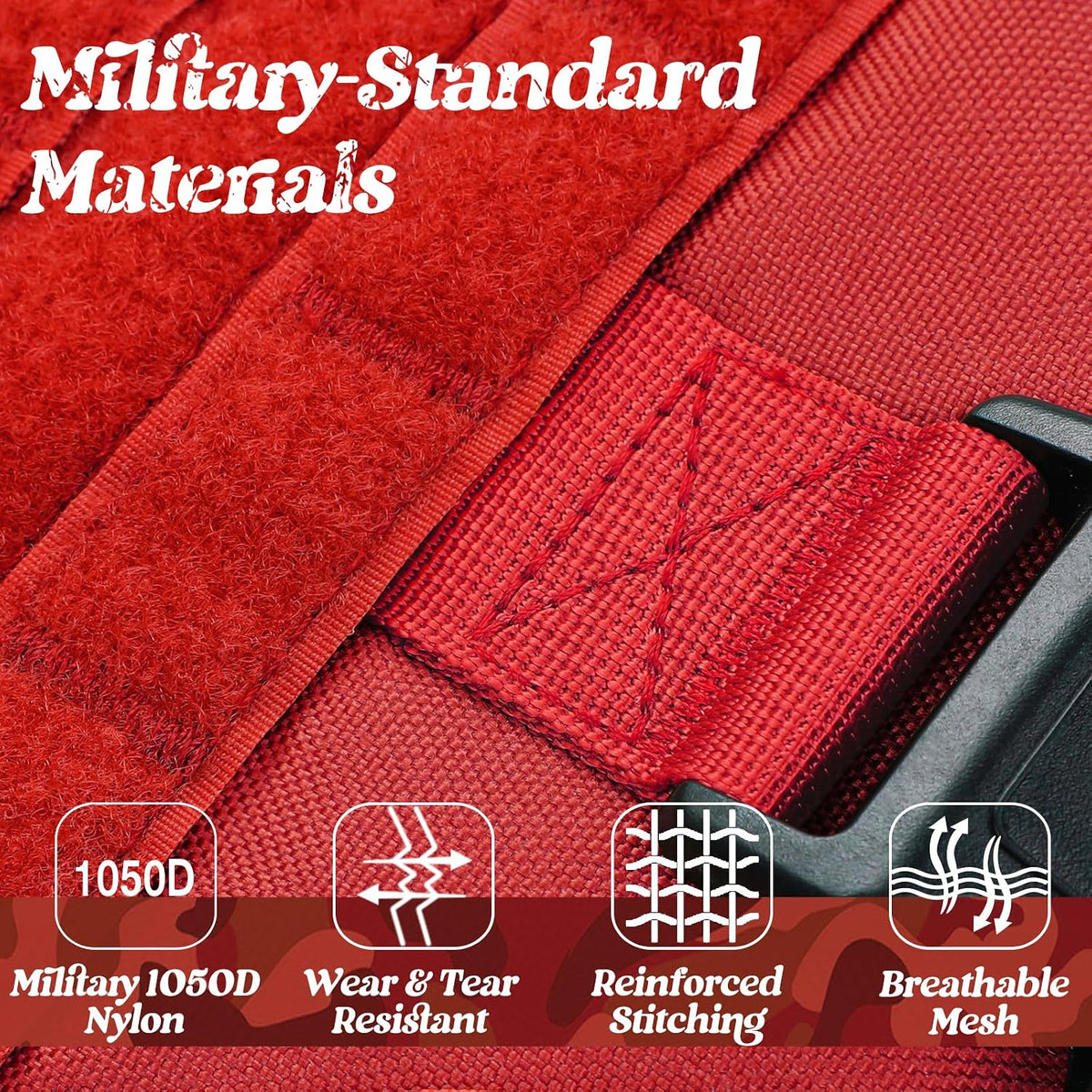 Front chest plate showcasing hook-and-loop ID panel and no-pull front clip.