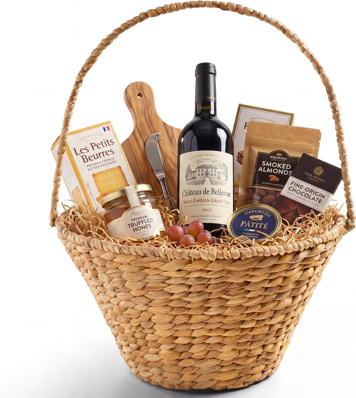 Best Choice Products Handwoven Large Gift Basket, Woven Storage Basket for Birthday's, Holiday's & Celebrations, Wicker Basket w/Collapsible Handle, Tapered Shape, Hyacinth, 20 Inch Basket - White - Image 9