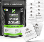 BugBarrier Extra Strength Mouse Repellent Deterrent Pouches front packaging view featuring natural pest control