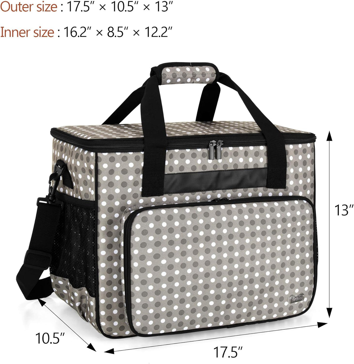 Close-up of durable two-way zipper on Teamoy sewing machine bag