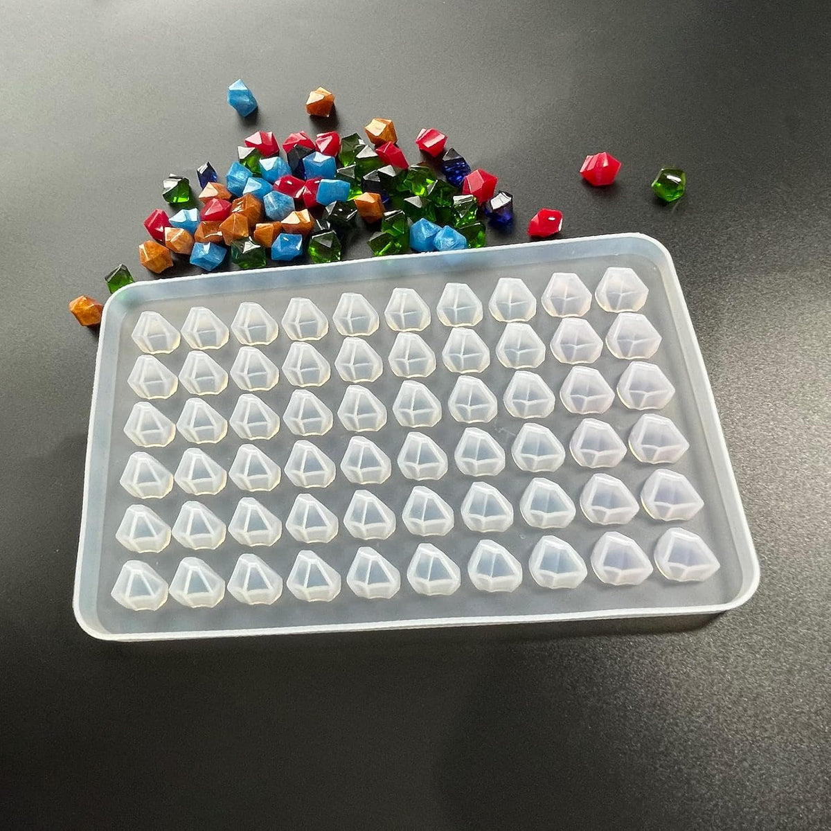 Mold Resin Craft Makes 60 Crystals - Small Crystal Stones Silicone Mold for Resin - Candles - Soap - Ice Cube - Jewelry - 1 Unique Shapes (White)(M0008) - Image 4