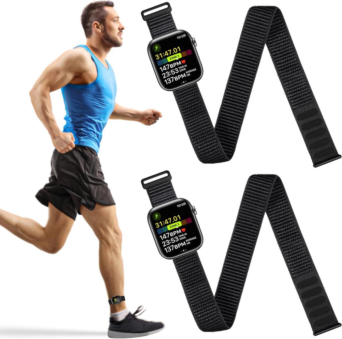 Ankle/Arm Band Compatible with Apple Watch 49/46/45/44/42/41/40/38mm | Breathable Nylon Ankle Strap Armband for Women Men, Fits iWatch SE Ultra Series 11 10 9 8 7 6 5 4 3 2 1 - Image 11