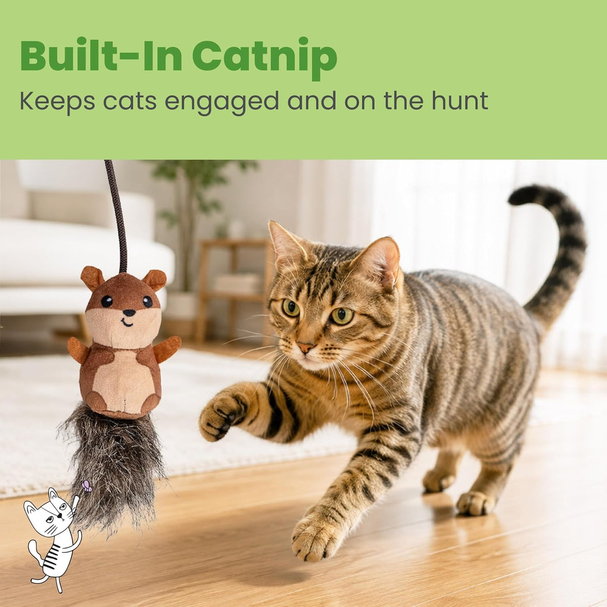 Catstages wild woods toy being used for kitten play
