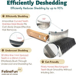 FelineFun cat brush curved blades sliding safely through thick animal undercoat