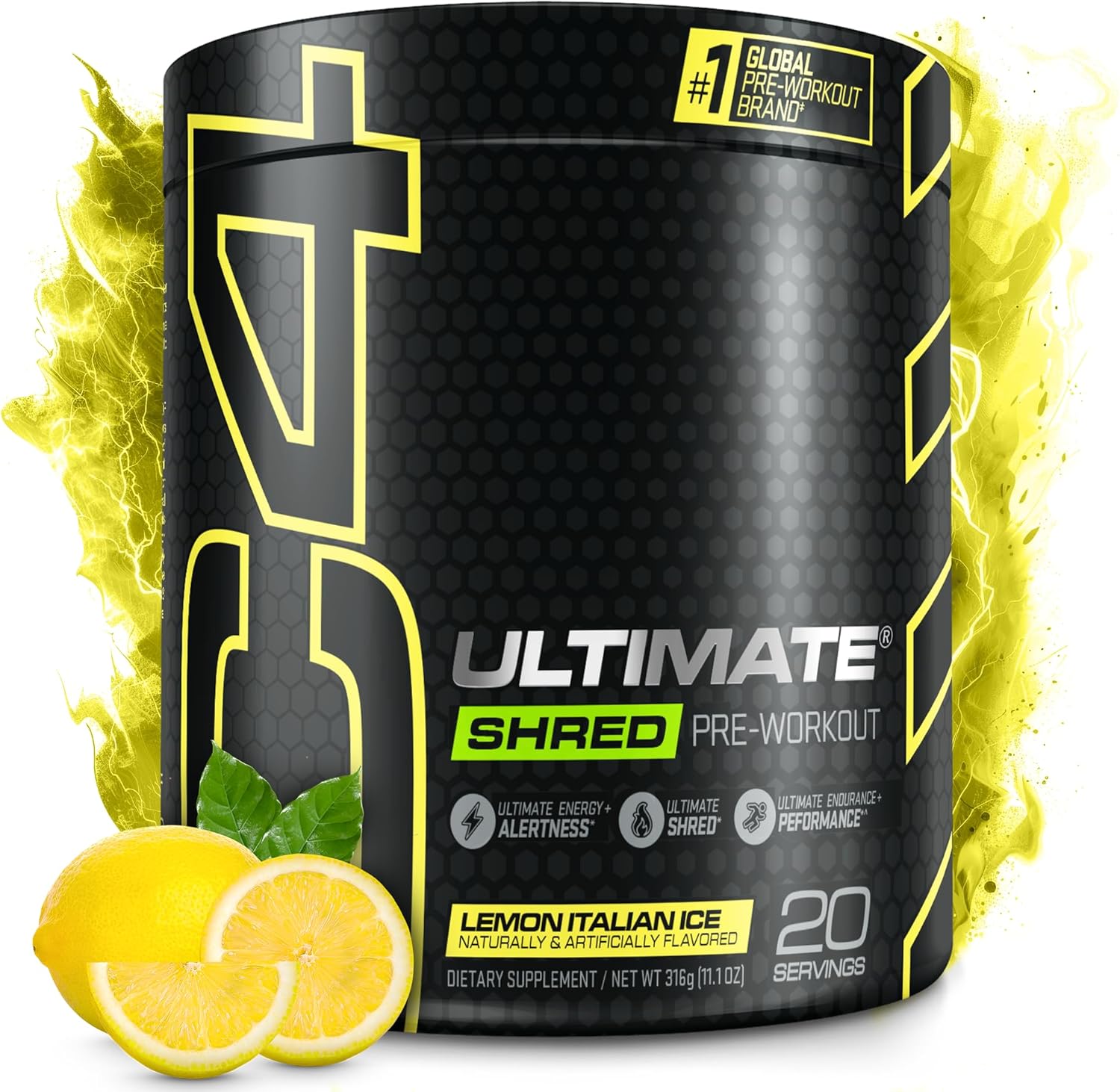 Cellucor C4 Ultimate Shred Pre Workout Powder front view authentic imported supplement.