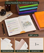 Paibas daily journal featuring ribbon bookmarks and back pocket