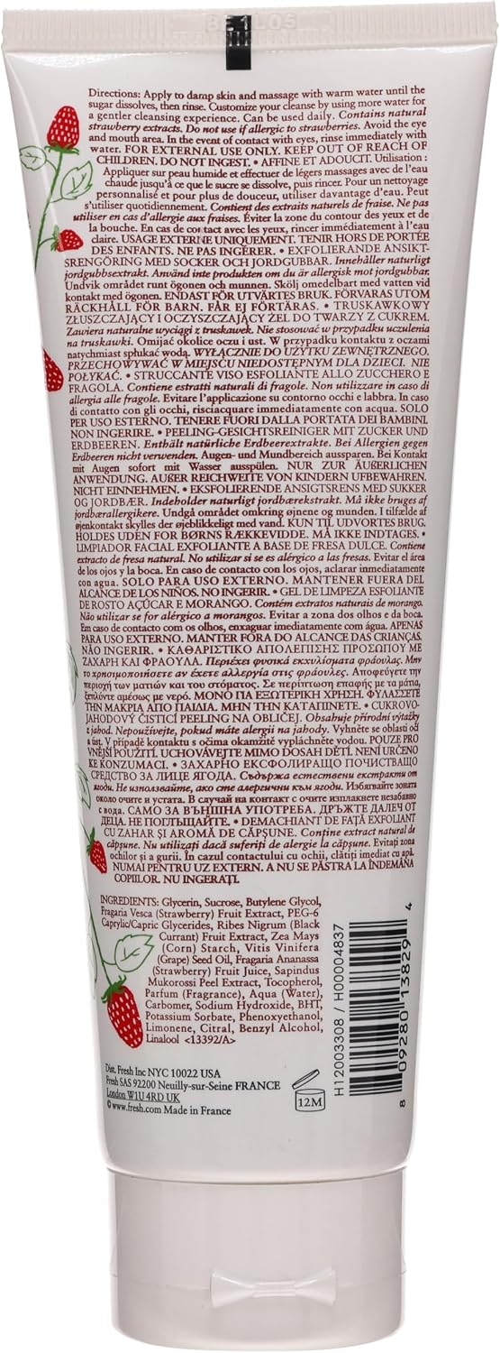 Fresh Sugar Strawberry Exfoliating Face Wash back label and directions