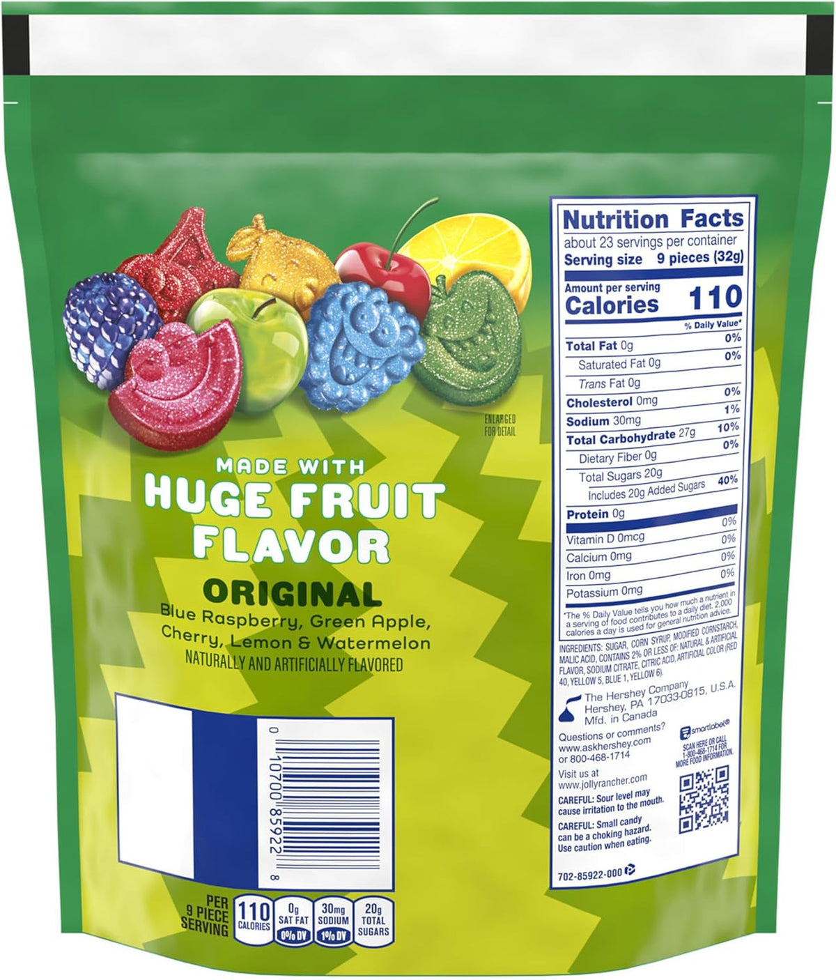 Jolly Rancher imported American sour gummy candy pieces showing fruit shapes