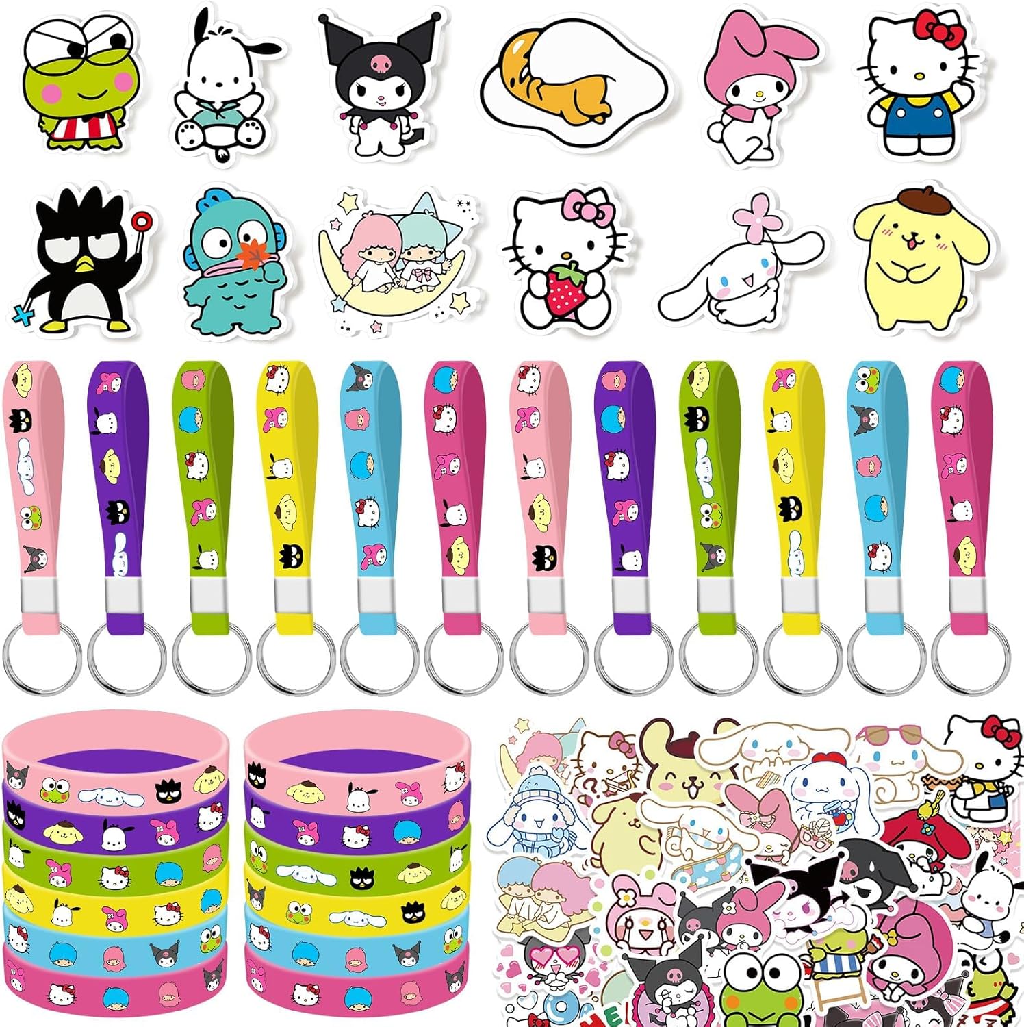 AVONO Kitty birthday party supplies eighty-six piece set front view showcasing Kawaii theme return gifts.