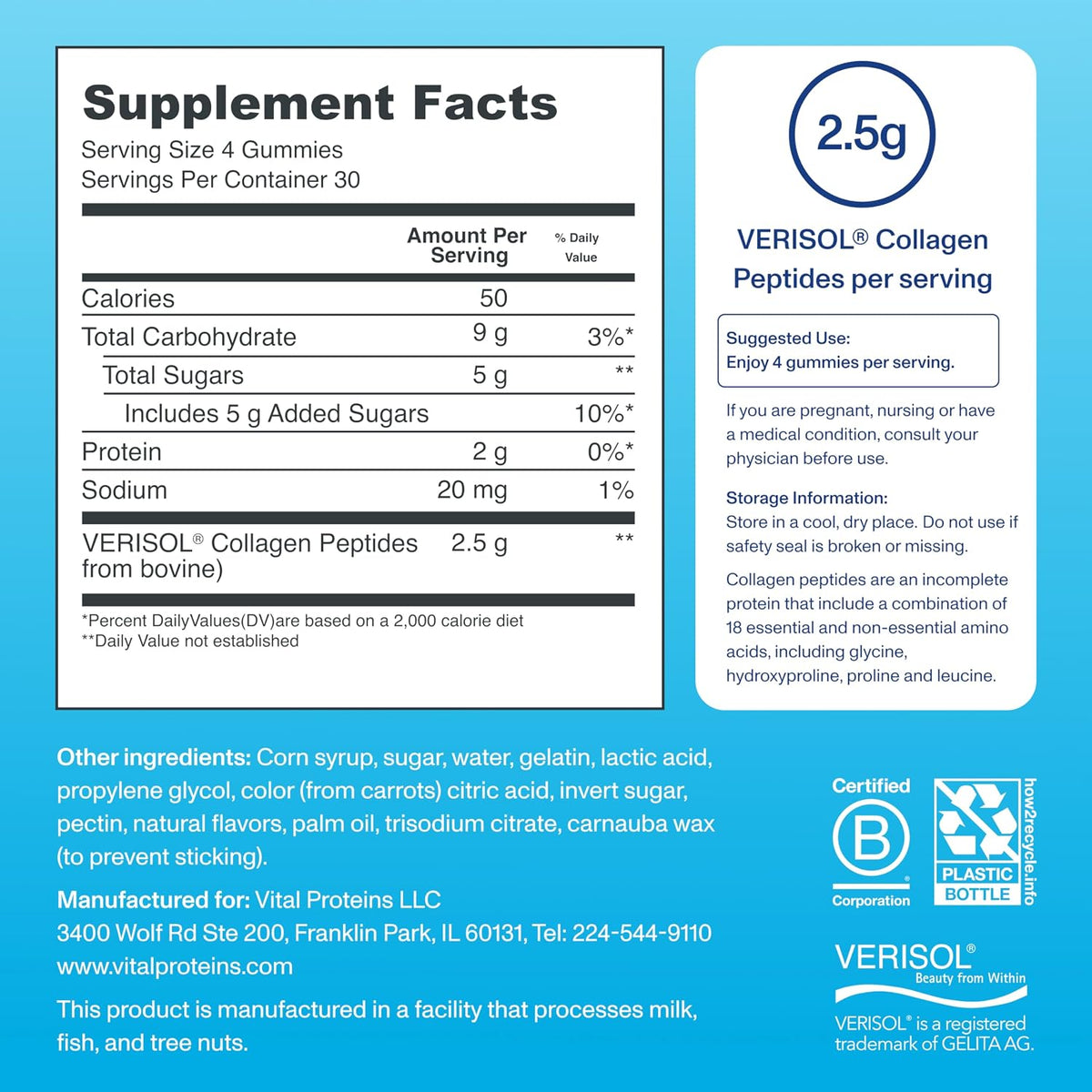 Vital Proteins collagen peptides gummies daily serving size