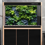 OHIOCATII tropical moss wall aquarium backdrop installed on a standard reptile enclosure.