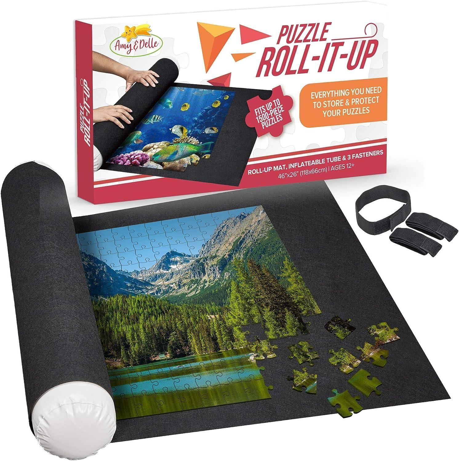 Amy and Delle Puzzle Roll Up Mat front view for 1500 piece puzzles