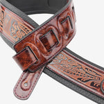 Double reinforced leather end caps for secure guitar strap attachment