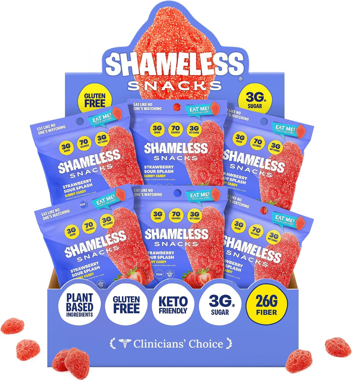 Shameless Snacks Candy Carnival - Sour Candy & Fruit Snacks, Gummy Candy Variety Pack, Strawberry Orange Mango Cola, Keto Snacks 3g Sugar Gluten Free for Kids & Adults - Image 12