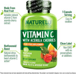 NATURELO vegan vitamin c bottle seal and cap detail