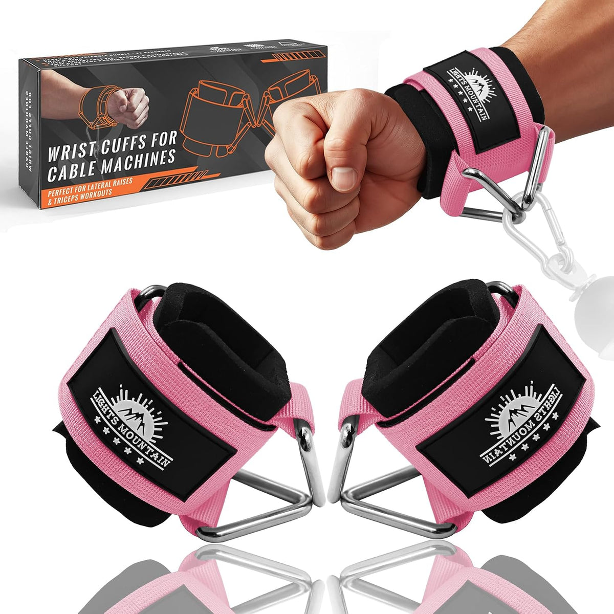 Wrist Cuffs for Cable Machines - Padded & Adjustable Straps for Lateral Raises, Tricep Pushdowns & Strength Training - Image 9