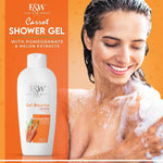 Fair and white carrot body wash texture and label close up