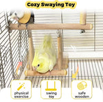Natural wood bird chewing toy and activity center for cockatiels