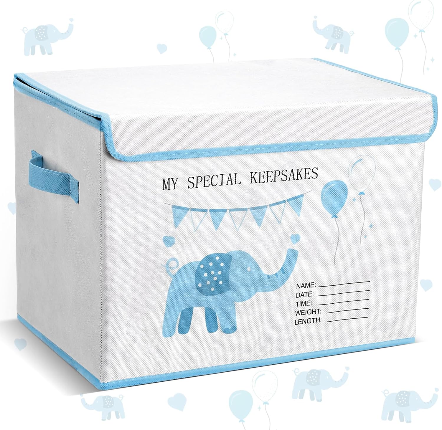 LemonRoad Baby Memories Keepsake Box blue elephant front view