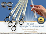 OooWow invisible curtain wand in use on window drapes
