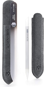 GERMANIKURE Crystal Glass Cuticle Stick & White Nail File Set in Suede Sleeves - Handmade in Czech Republic - Professional Manicure Supplies - Cuticle Pusher, Callus Remover - Ideal Nail Care Gift - Image 13