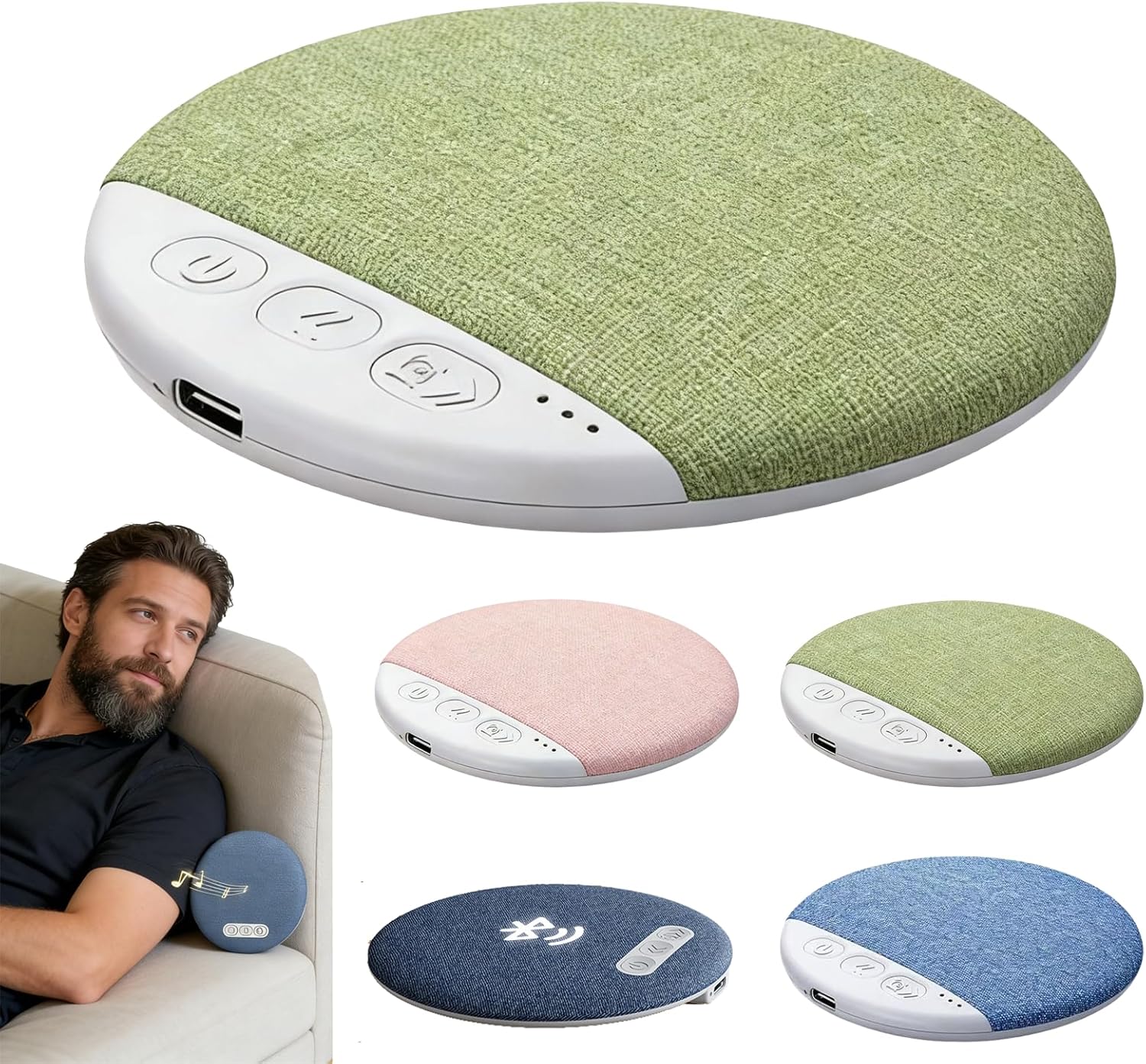2026 New Under Pillow Speakers for Sleeping, Bluetooth Pillow Speaker with White Noise Timer Wireless Sleep Aid with Ste, Ultra Thin Pillow Speakers for Adult Kids (Green) - Image 1