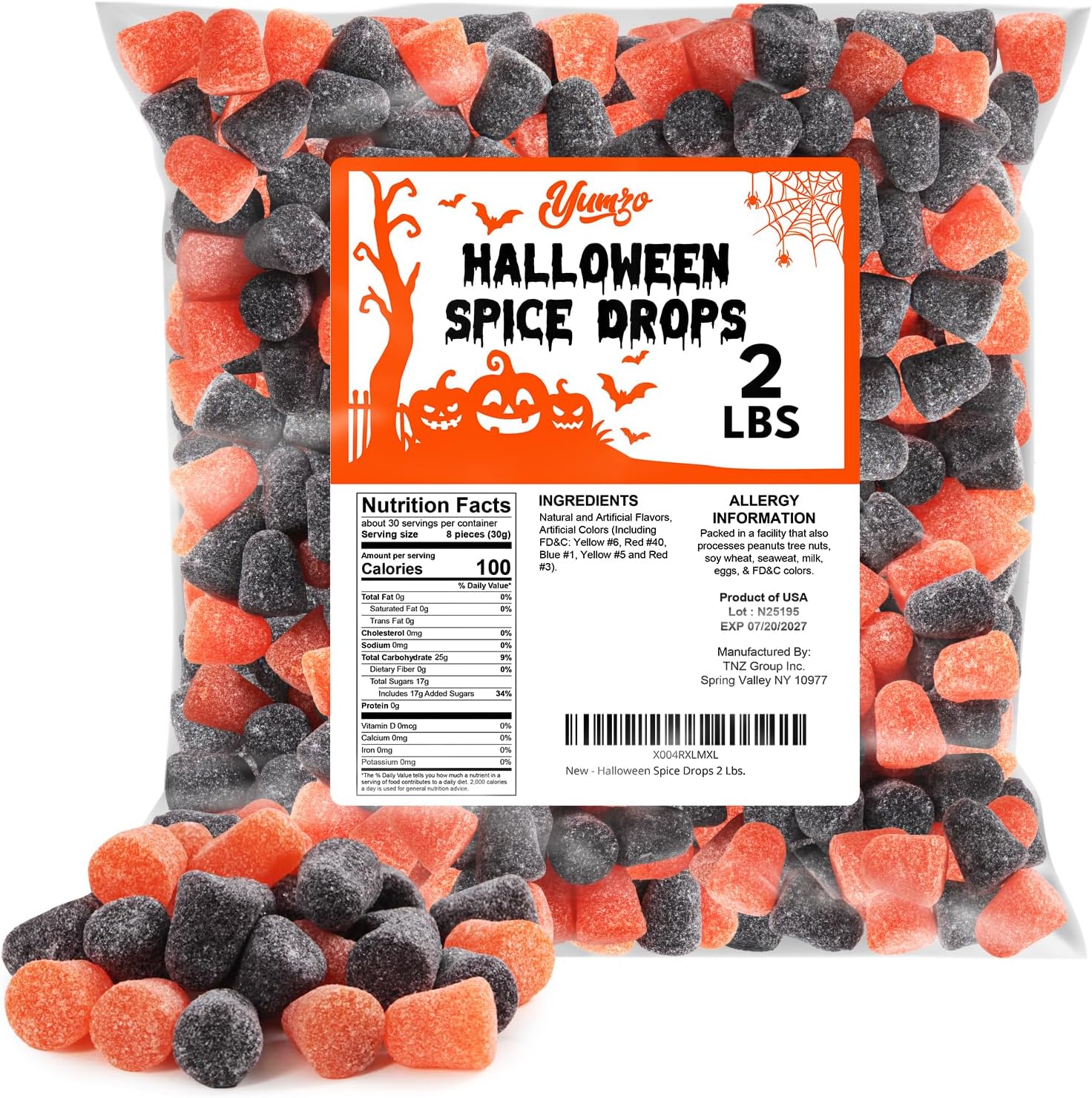 Yumzo Halloween Spice Drops 2 Pounds front view packaging