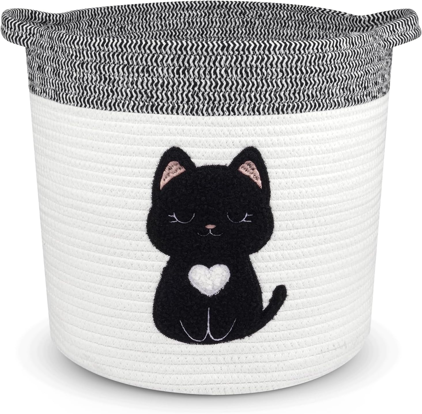 Jerokumi black cat storage basket front view nursery organizer