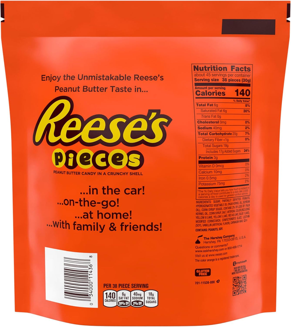 USA imported Reese's Pieces peanut butter candies in a crunchy shell