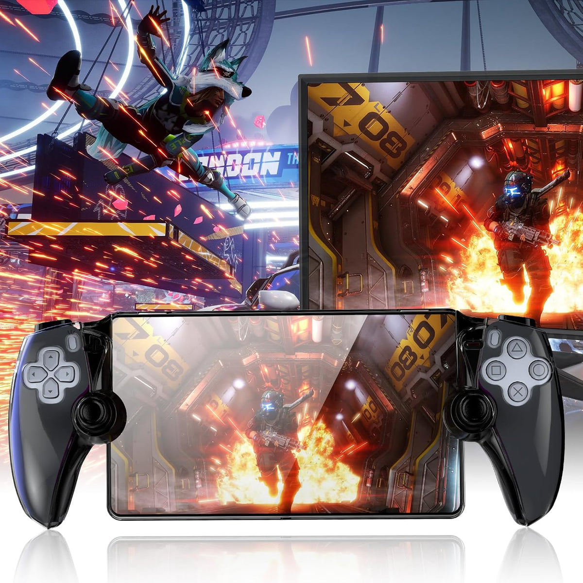 Mooroer Case Compatible with Sony Playstation Portal, PS5 Portal Protective Case with Playstation Portal Accessories, Comfortable Ergonomic Grip & 6 Thumb Stick Caps (Black) - Image 9