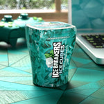 Xylitol sweetened wintergreen flavor crystals chewing gum side view