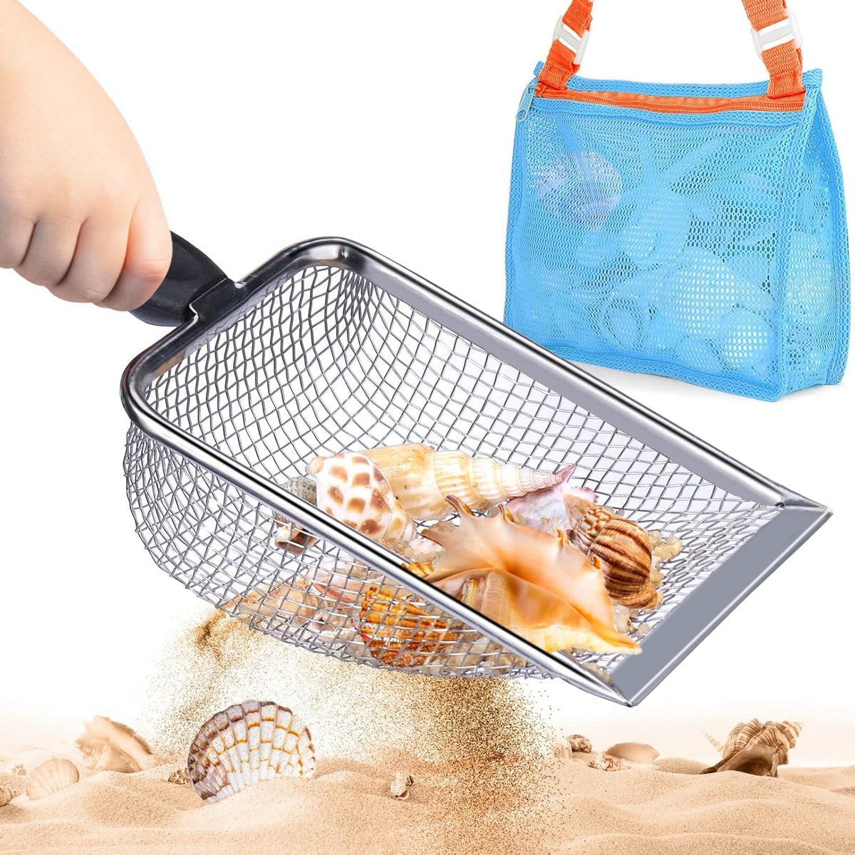 Vodolo beach mesh shovel and bag set front view