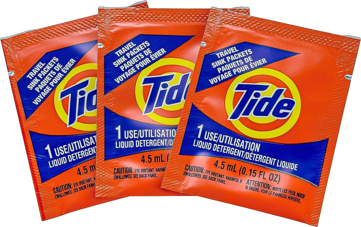 Tide single-use liquid detergent pods laid out flat