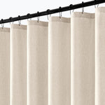 ANRODUO extra long linen shower curtain cream front view hanging in bathroom