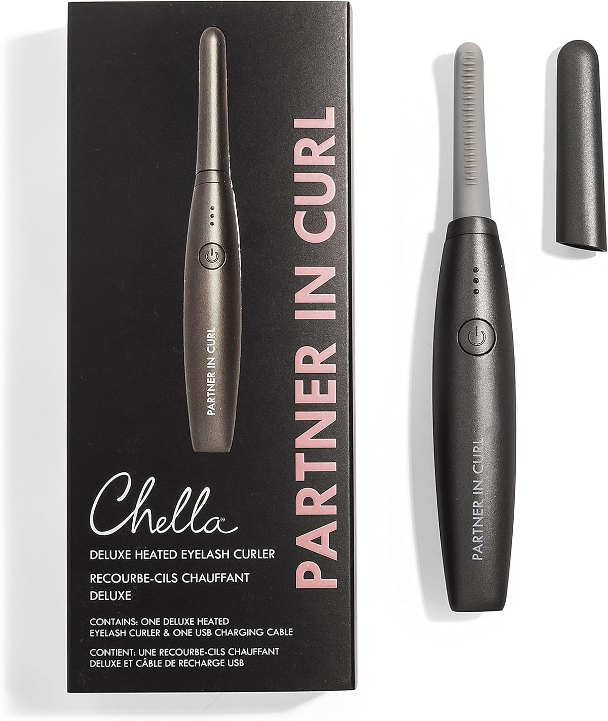 Chella USB rechargeable eyelash curler travel portable size