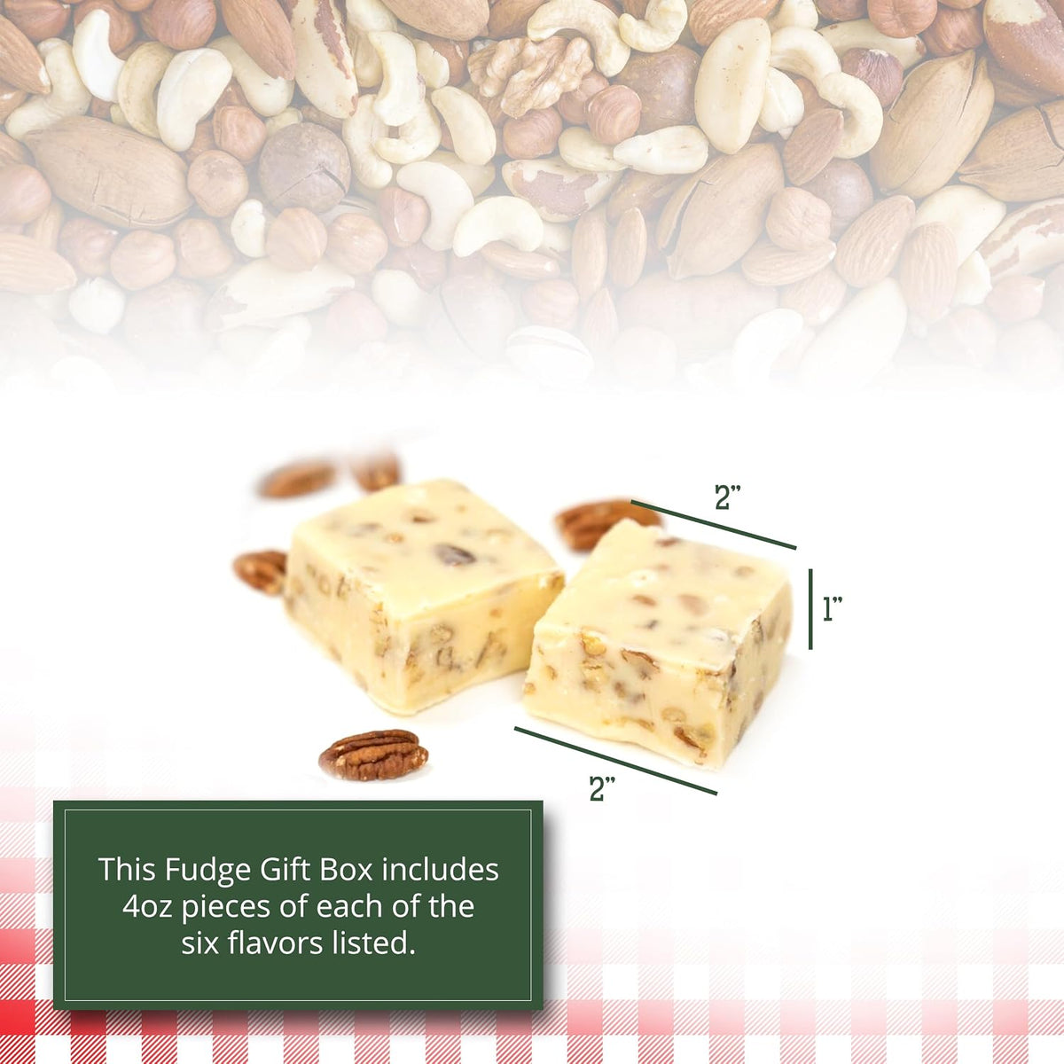 One and a half pounds gourmet candy holiday sampler box layout