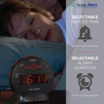 Sonic Alert loud alarm clock red LED display illuminated