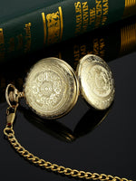 Side profile showing the thickness and crown mechanism of the pocket watch