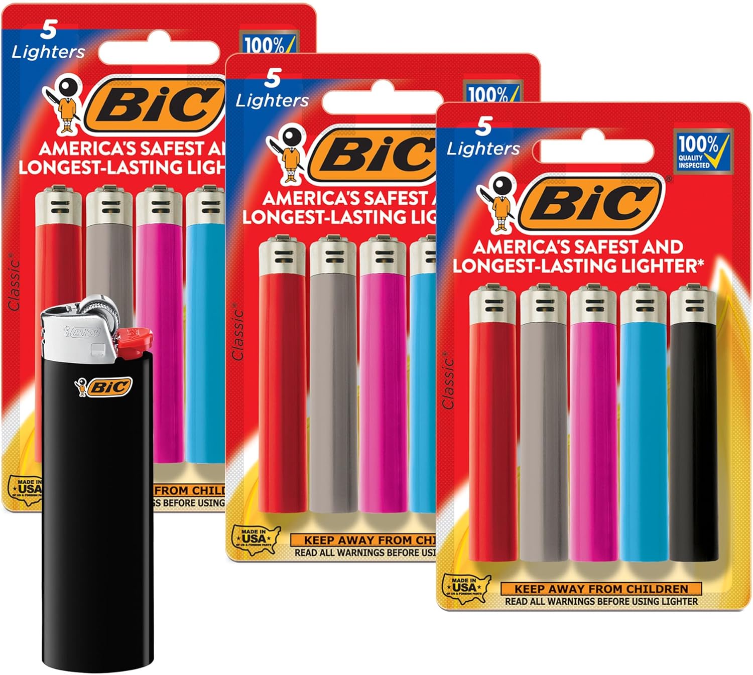 BIC Maxi Pocket Lighters, Reliable Candle Lighters for Holiday Festivities, Assorted Colors, 15-Pack (Colors May Vary) - Image 1